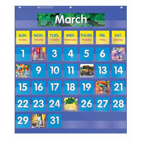 Scholastic Teaching Resources Scholastic Monthly Calendar Pocket Chart, 61 Pieces 9780545114790